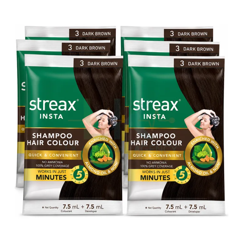 Streax Insta Shampoo Hair color Brown